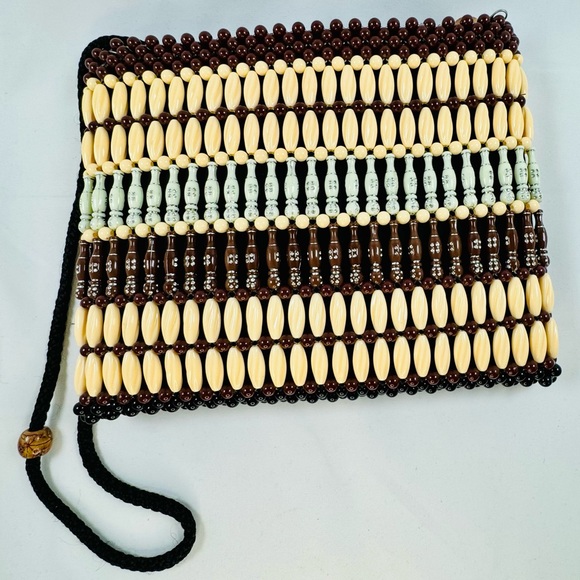 Handcrafted Fully Beaded Purse With Handle Multicolor Unused Statement Piece - Picture 1 of 9